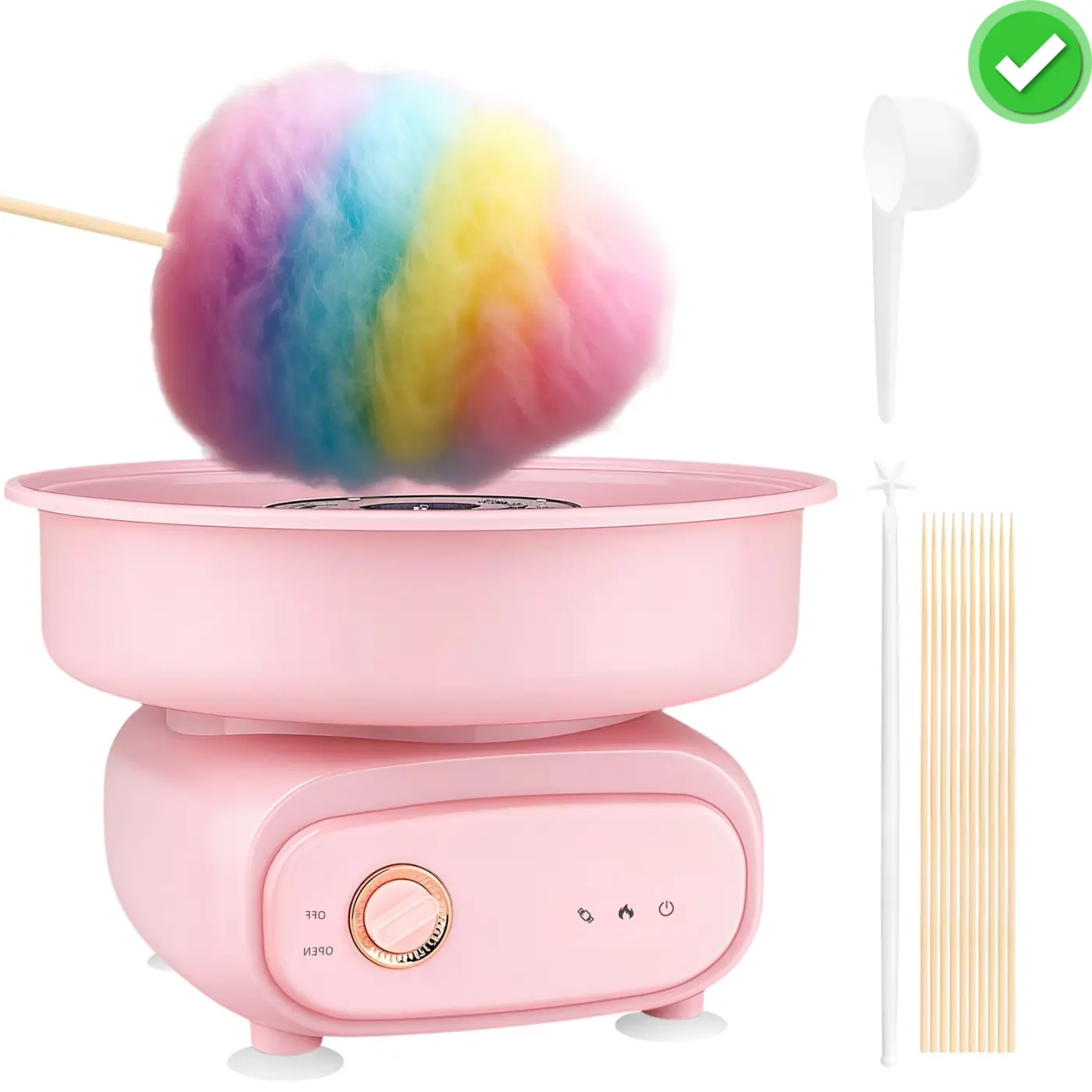 Pink Cotton Candy Machine for Kids, 500W Vintage Candy Floss Maker, 30cm Bowl, Home & Party Gift