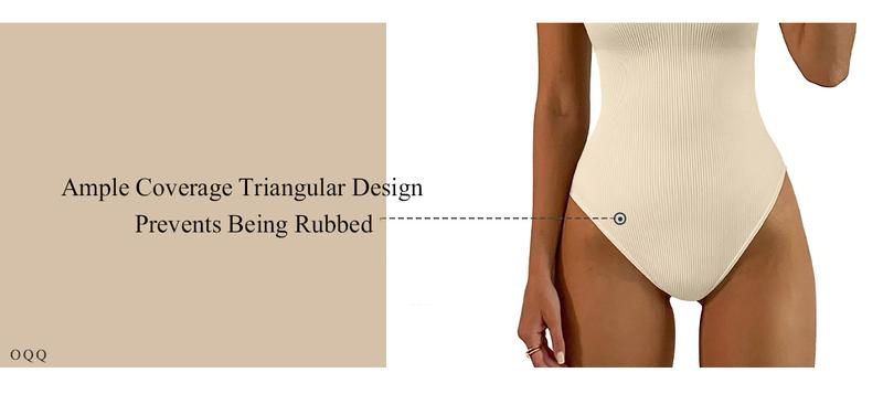 OQQ Women's 3 Piece Bodysuits Sexy Ribbed Sleeveless Crew Neck  Stretchy Bodysuits Womenswear Trendy