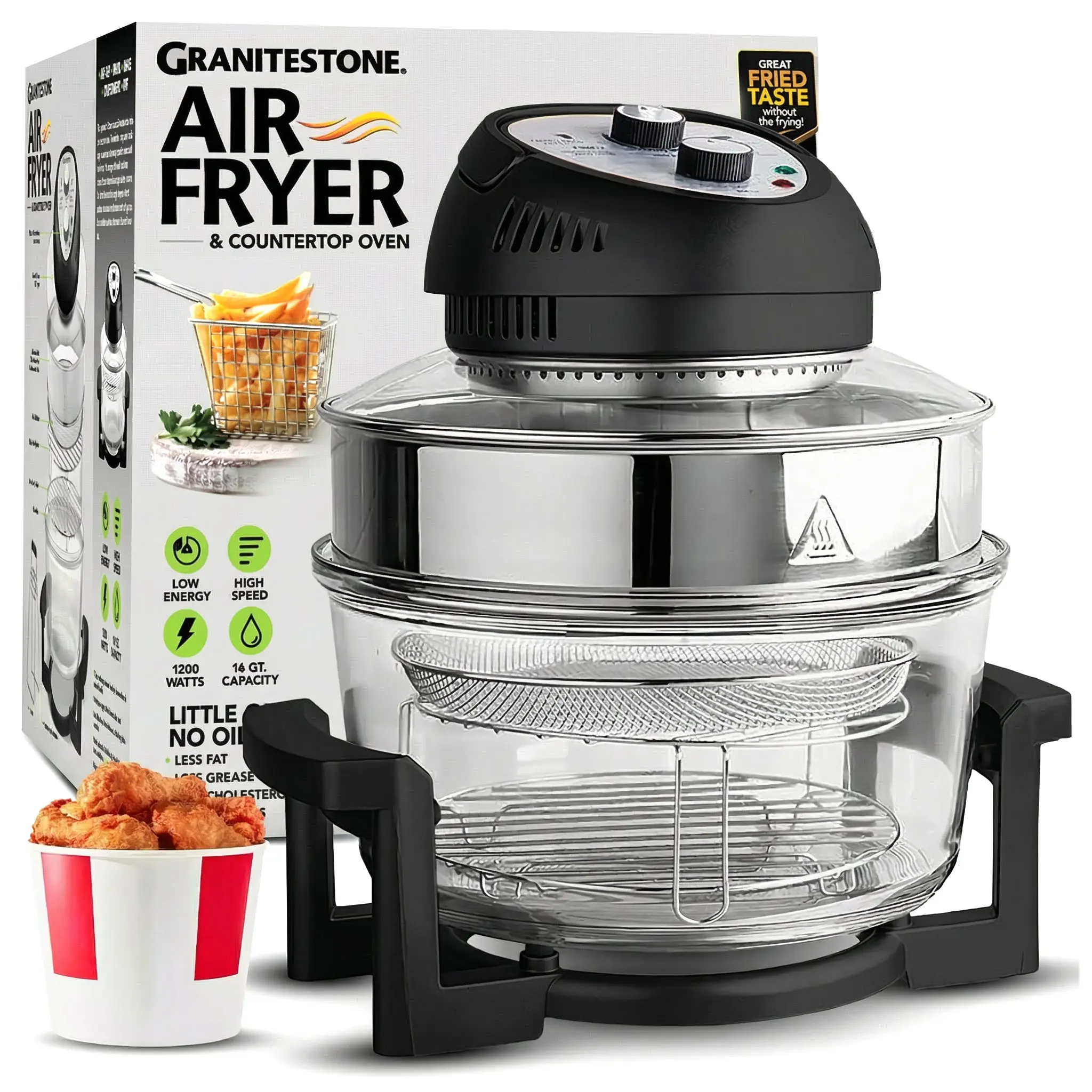 Granitestone 16 Quart Extra Large Air Fryer - Oil-Less Crispy Cooking for Healthier Meals