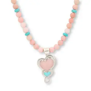 Mine Finds by Jay King Peruvian Pink Opal and Turquoise Heart Pendant and Necklace