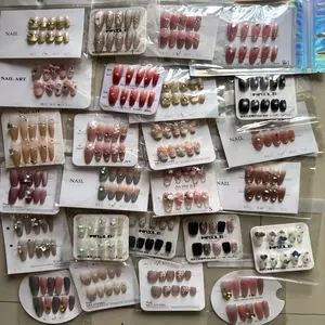 10 pairs of handmade wearable nails |   long and short ballet shapes - manual pressing fake nail set, with a tool kit included