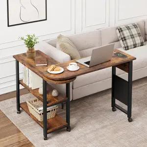 [TOP RATED]  Garvee 360° Rotatable End Table with Charging Station, Extra Storage, Lockable Wheels, MDF & Metal, for Bedroom, Living Room