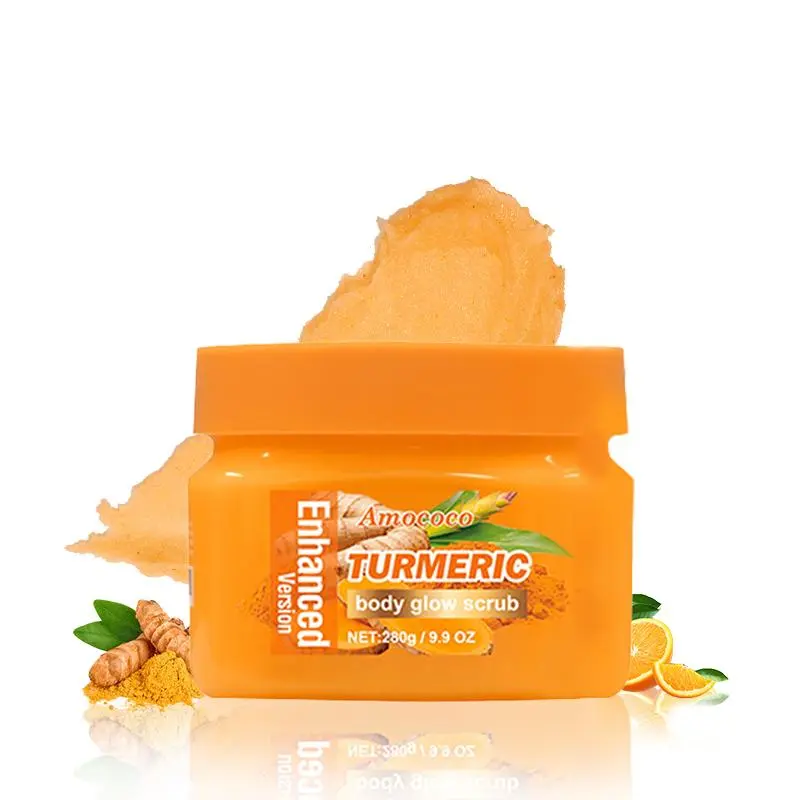 Turmeric Kojic Acid Enhanced Body Scrub - Gentle Exfoliating Scrub Cleanser, Glow Body Polish, Reduces Acne Scars, Moisturizes and Refreshes