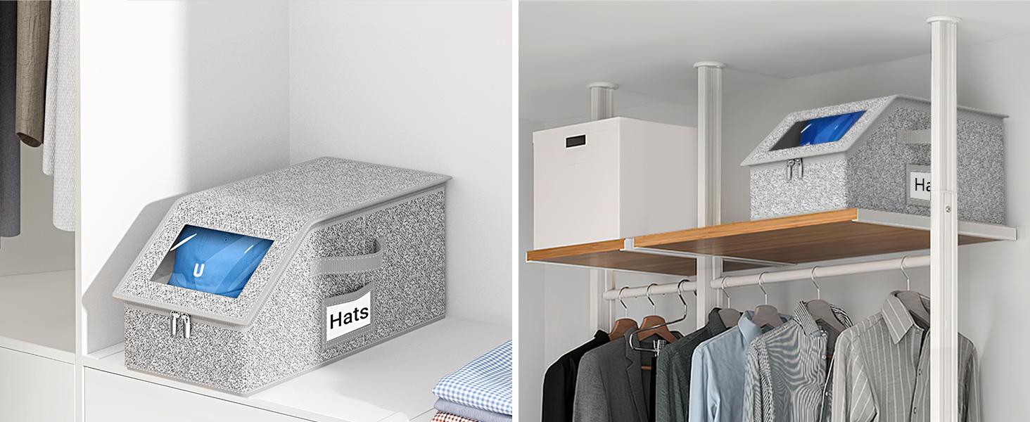 Stackable Baseball Cap Storage Box, Holds Up to 24 Hats – Durable Foldable Cardboard Organizer, Large Capacity Hat & Toy Storage Solution, Versatile Home & Bedroom Organizer, Dustproof, Space Saving(2pc)