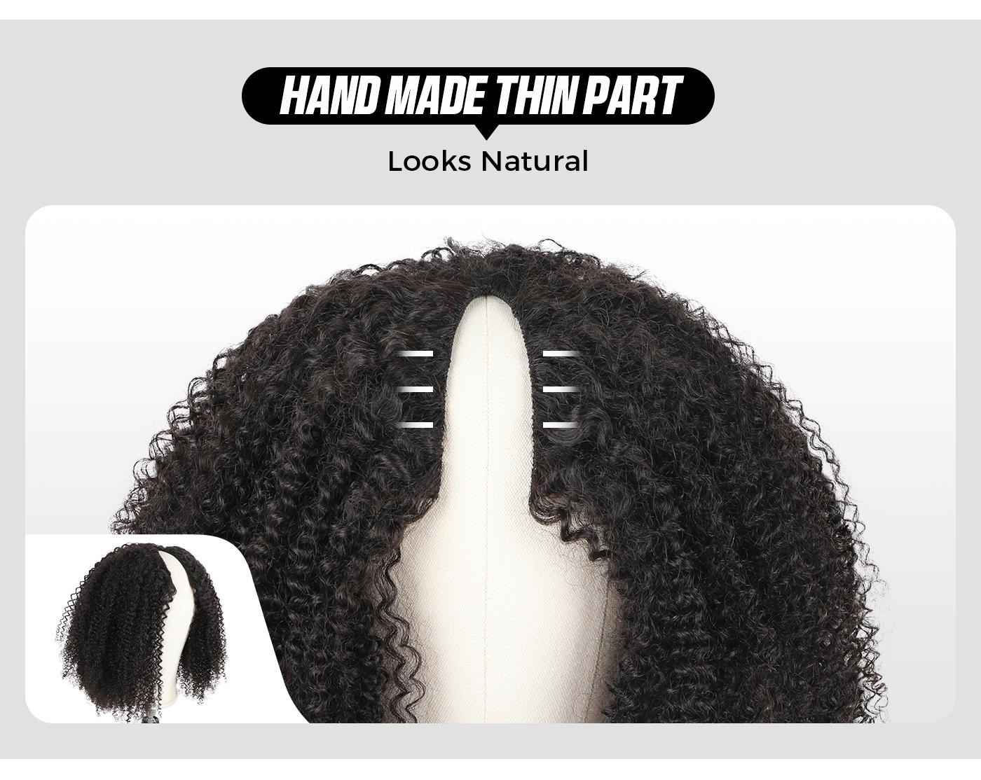 OQ HAIR V Part Wig Human Hair Afro Kinky Curly Wig No Leave Out Thin Part Beginner Friendly OQ HAIR V Part Wig Human Hair Afro Kinky Curly Wig No Leave Out Thin Part Beginner Friendly