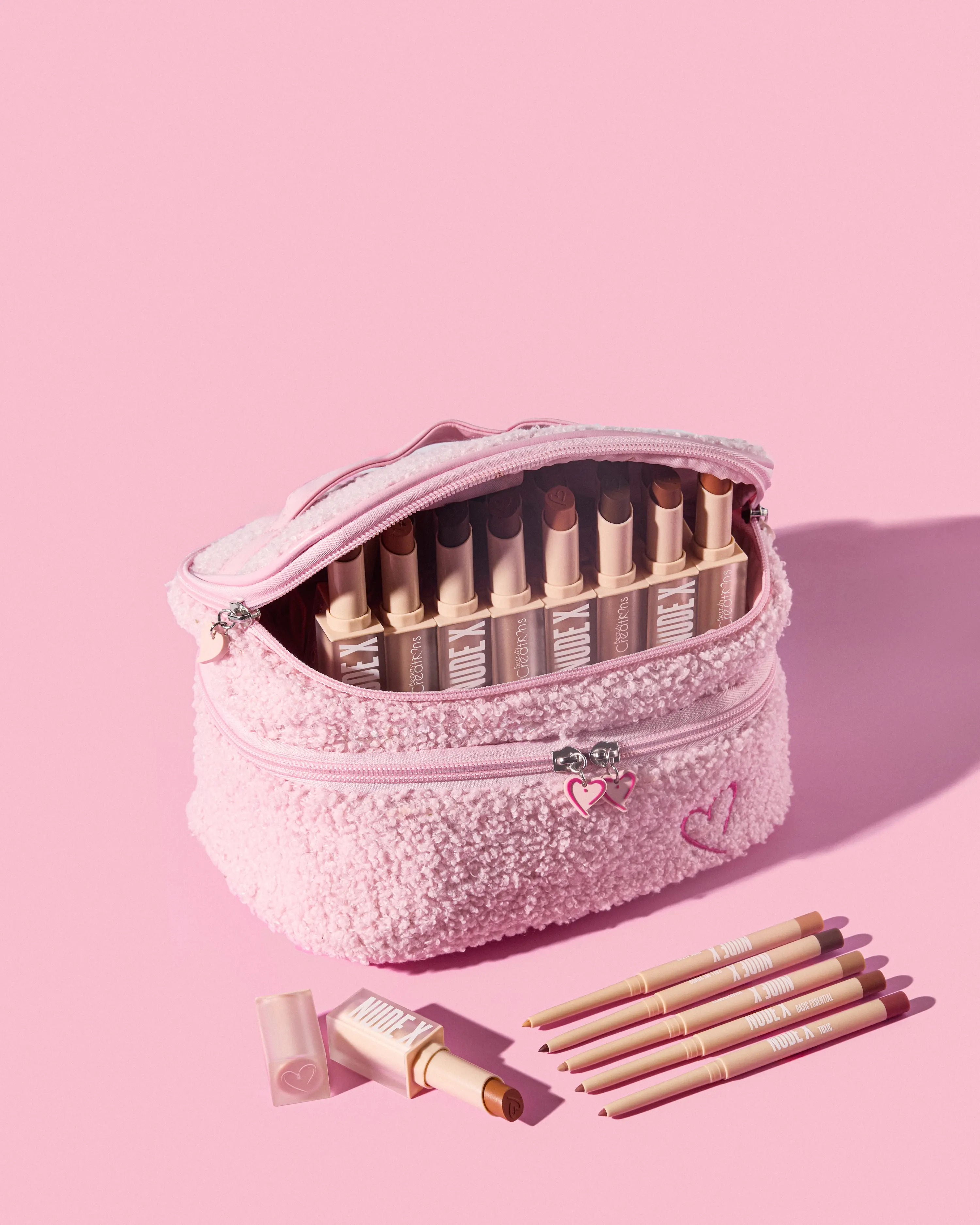 Beauty Creations NudeX Bundle - 42-Piece Lipstick & Lipliner Set with Teddy Bag, Hydrating Makeup Lip Combo, Beauty Products Gift Sets for Women, Hydration, Bundles