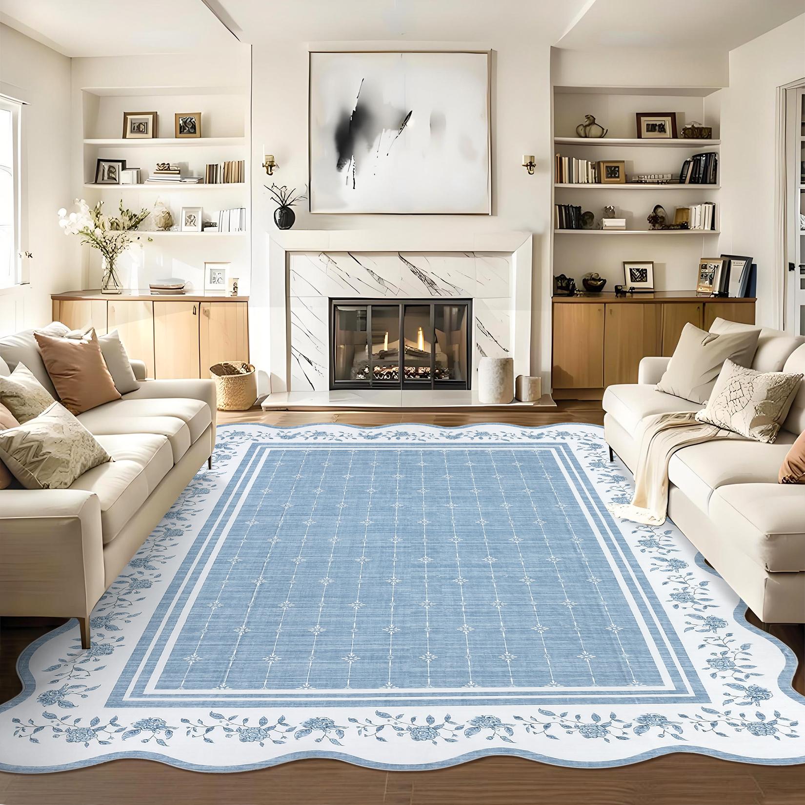 Faux Cashmere Velvet Washable Foldable Printed Rug Soft Non-Slip Backing Versatile Home Decor for Living Rooms & Bedrooms