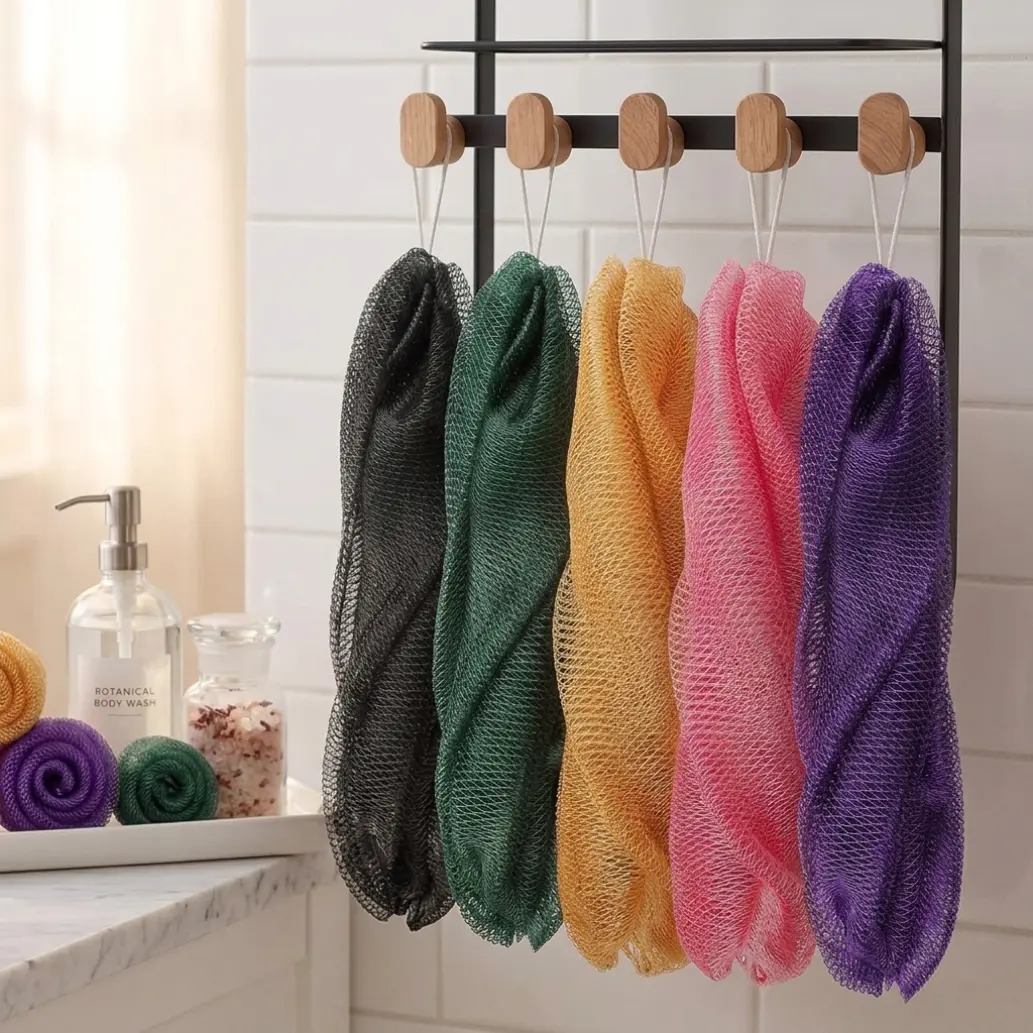 African-Style Exfoliating Bath Net Sponge - Quick-Drying Mesh Body Scrubber for Shower, Personal Body Care, Cleaning & Smooth Skin, Bathing Accessories, Ideal Gift,summerwins