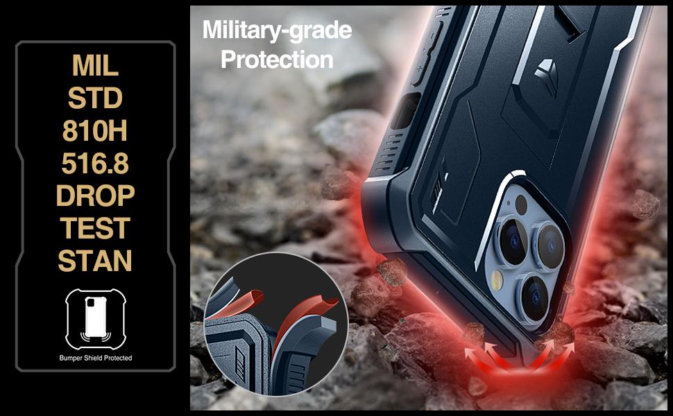 Dexnor for iPhone 13 pro max Case 6.7 Inch 2021 Built in Screen Protector and Kickstand Heavy Duty Military Grade Protection Shockproof Protective Cover for iPhone 13 pro max