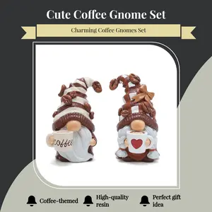Hodao 2026 New Year's gift Cute Coffee Gnome Figurines Set, Resin Gnome Decor for Home, Kitchen, Coffee Bar, Ideal Gift for Coffee Lovers. Decorate/Ornaments/gift Decorative Sculptures