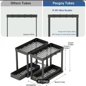 1/2pcs Under-Sink Storage Rack for The Kitchen, Organizer for Kitchen Cabinets, Double Sliding Storage Drawer Baskets, Kitchen Additions, Storage Rack And Cabinet for Kitchen, m