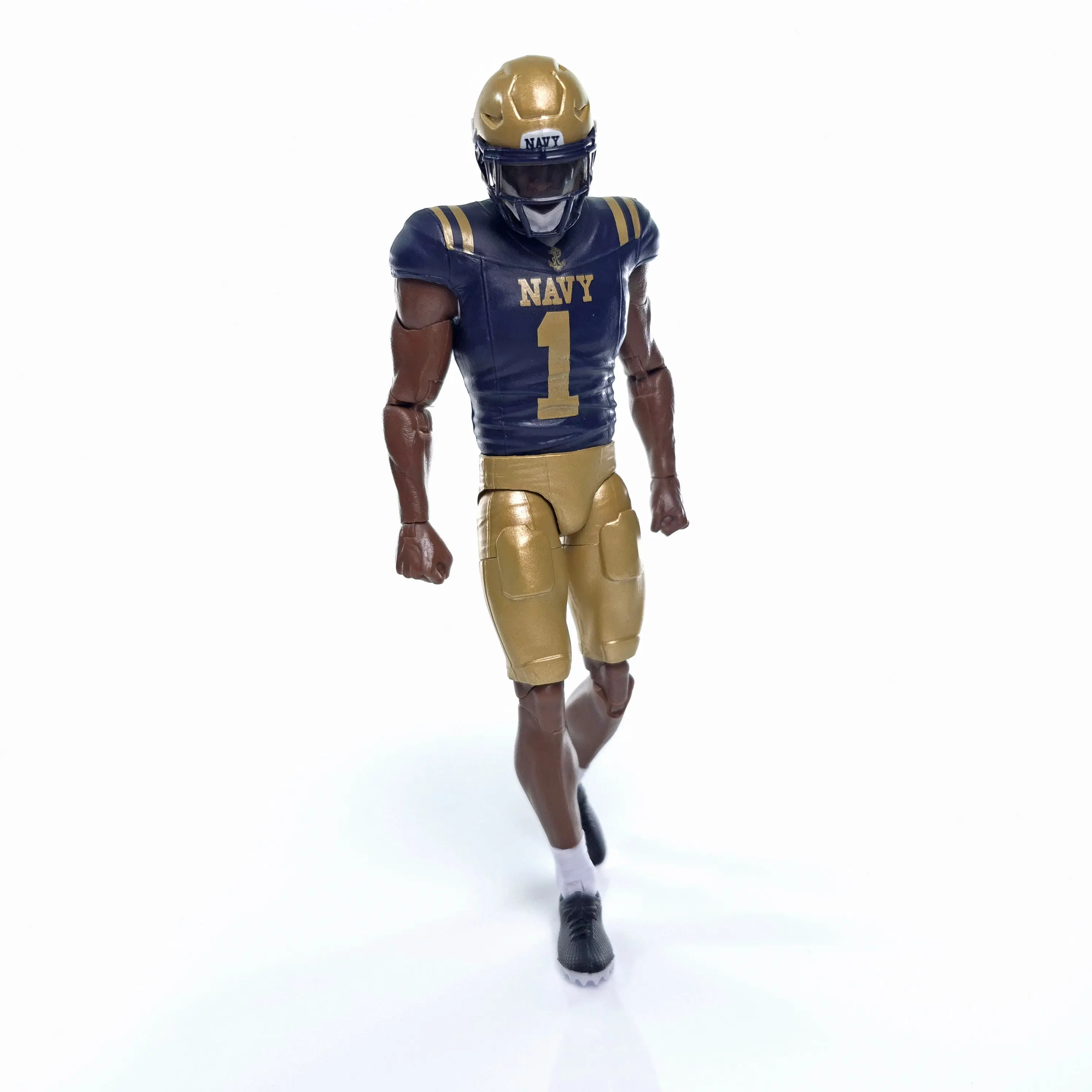 New Officially Licensed U.S. Naval Academy Football Full Articulation Walk-On Player Dark Sports Collectibles Action Figurine - Gold, 4 Interchangeable Hand Sets, Default Configuration, No Warning Applicable