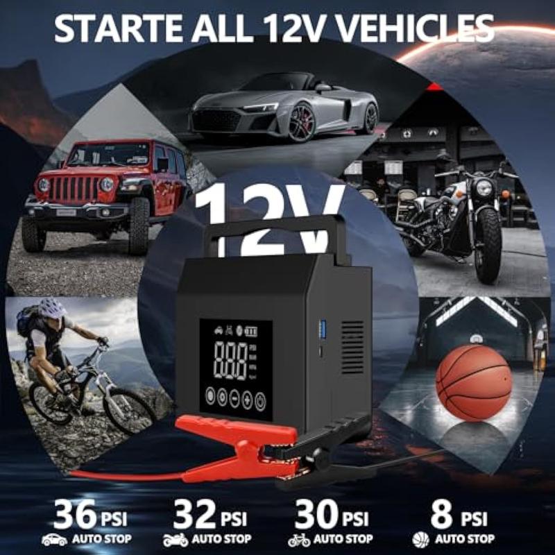 PASLDA portable 4000A Jump Starter with Air Pump: Jump Start Dead Batteries & Inflate Tires Anywhere