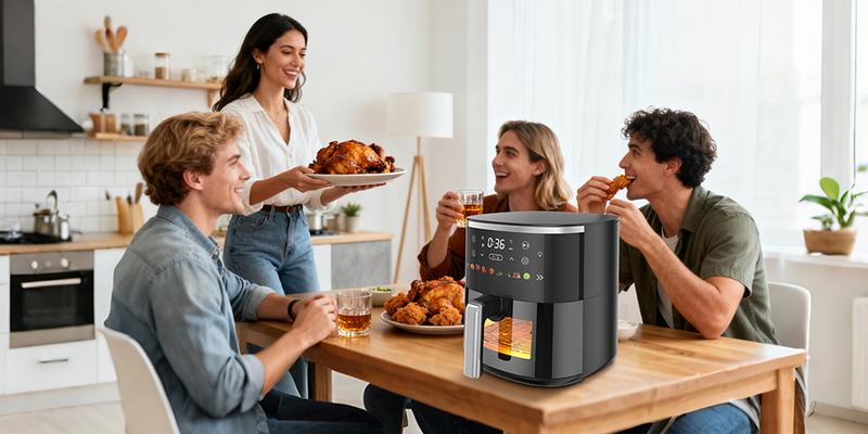 6QT Digital Air Fryer with Visible Window 8 Preset Functions Adjustable Temperature Timer 1550W Power for Crispy Fries Chicken & More Ideal Christmas Gift for Home Kitchen Appliances Multifunction