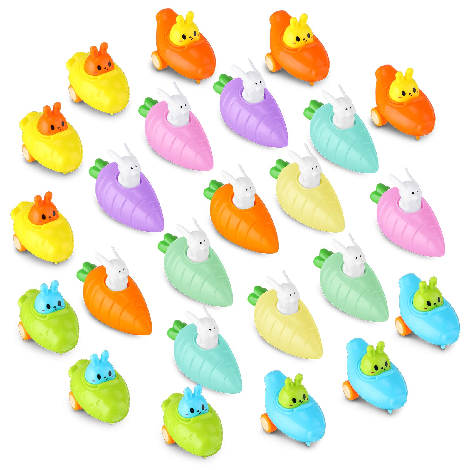 30/50 Pcs Easter Egg fillers Set with Mini Pull Back Cars, Easter Bunny Toy Car for Easter Egg Hunt, Plastic Non-Candy for Boys Girls Easter Basket Stuffers Gifts Spring Party Favors Classroom Prize Supplies