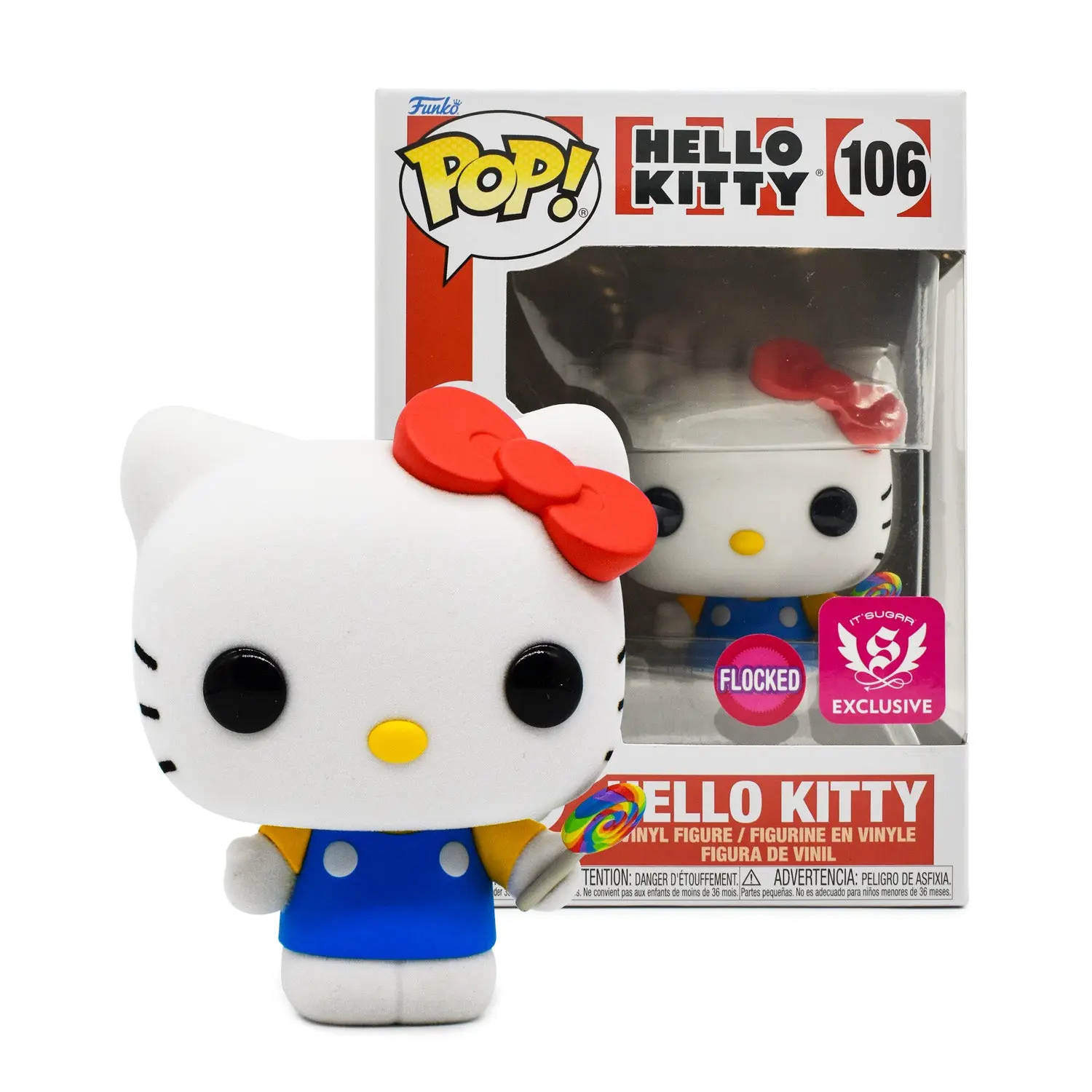 FUNKO POP! Sanrio Hello Kitty with Lollipop Flocked Exclusive Collectible Figure, Decoration Figure, Whimsical Figurine, Collectible Figures