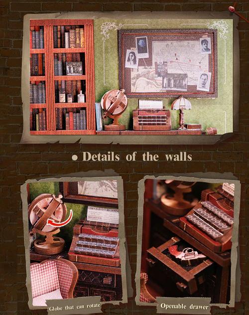 CUTEBEE Rose Detective Agency DIY Book Nook Kit with LED Light 3D Wooden Miniature House for Adults & Teens Black Friday Deal Perfect Christmas Gift for Bookshelf Decor Lovers - Building Set