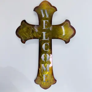 Metal Plasma Welcome Cross - Wall Art
