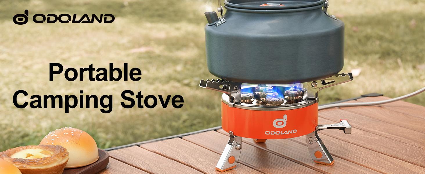 Odoland 9000W Portable Camping Stove Lightweight Camp Stove Collapsible Backpacking Stove with EVA Box for Outdoor Camping Cooking Hiking and Picnic Emergency