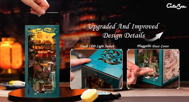CUTEBEE DIY 3D Book Nook Kit Su Dongpo’s Life – Wooden Miniature House with LED Light, Handmade Ancient Chinese Landscape Decor | Holiday, Christmas and Black Friday Gift