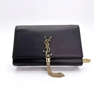 Pre-owned Yves Saint Laurent leather Crossbody Bags YSL Yve Saint Laurent Cow Fringe Wallet Crossbody Bag Shoulder Bag Women's Black
