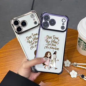 Cute Jesus Walking with Girl Phone Case with Wrist Strap for iPhone Samsung Galaxy 17Pro Max Air 16 15Plus 14 13 12 11 XR XS S25 S24 S23 S22 Slim Fit Shockproof Protective Cover Soft Clear TPU Camera Protection Gift for Religious Friends & Family.NN106