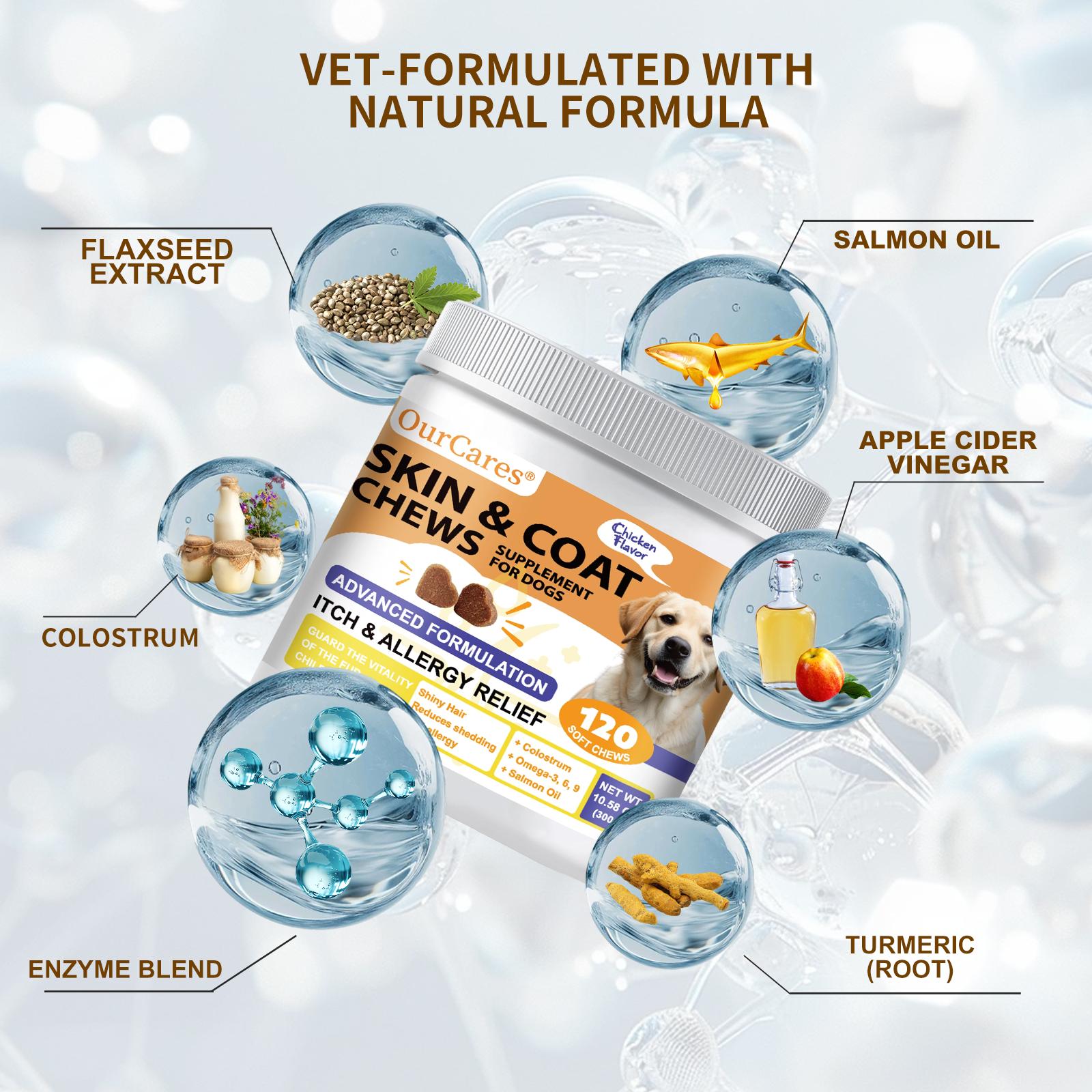 OurCares Salmon Oil for Dogs Skin and Coat Omega 3,6,9 Fish Oil Chews Dog Allergy Relief Chews Itch Relief Supplement Chicken Flavor - 120 Soft Chews Pet Daily Chewable OurCares Salmon Oil for Dogs Skin and Coat Omega 3,6,9 Fish Oil Chews Dog Allergy Relief Chews Itch Relief Supplement Chicken Flavor - 120 Soft Chews Pet Daily Chewable