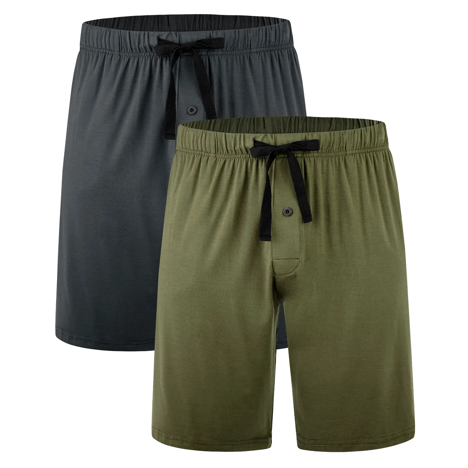 BAMBOO COOL Men's Classic Bamboo Pajama Set - 2-Pack Athletic Casual Fitness Bottoms, Plain Fabric Lounge Sleep Shorts with Pockets, Soft Breathable Elastic-Fitted Nightwear