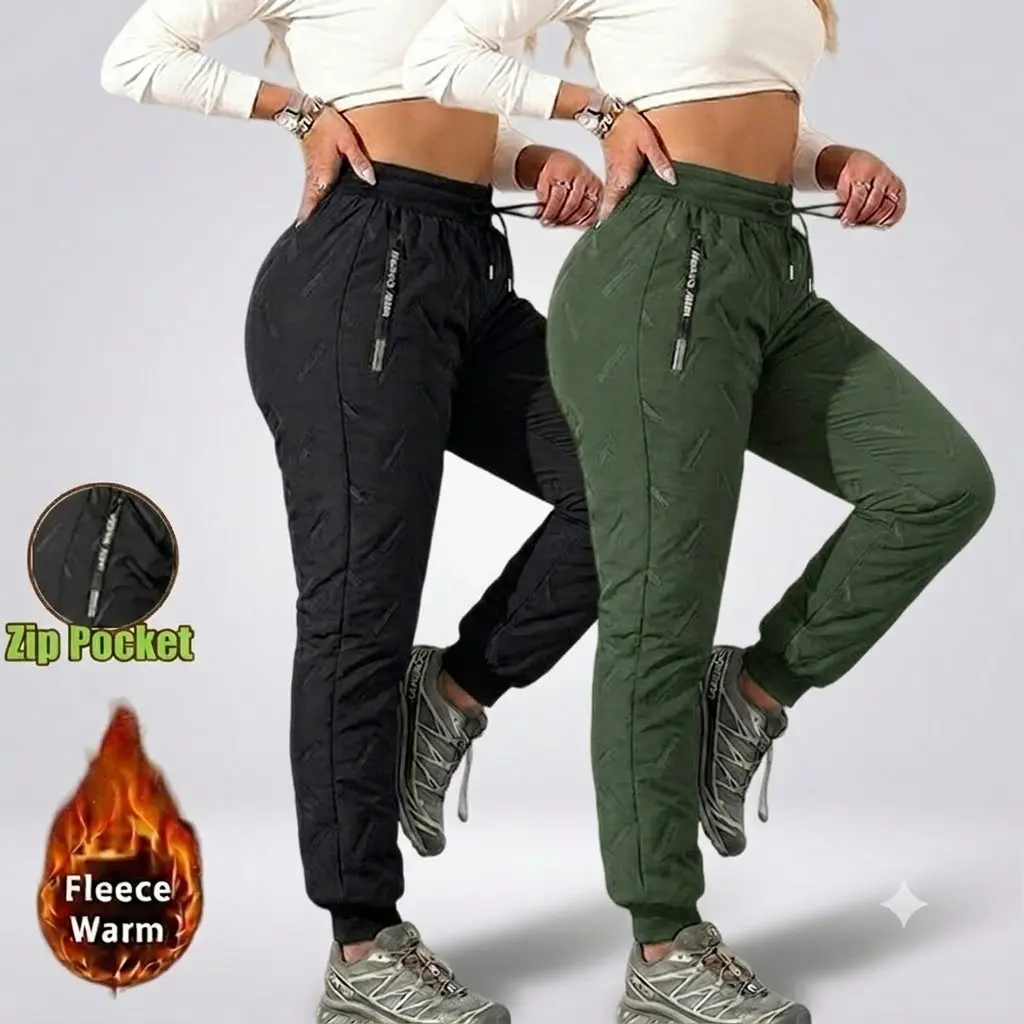 Women’s fleece-lined winter pants | Waterproof thermal warm joggers | Slim-fit insulated trousers for cold weather, outdoor hiking, skiing, and everyday wear | Not bulky, fits all body types — women’s clothing, available in 1-, 2-, 3-, or 4-piece sets