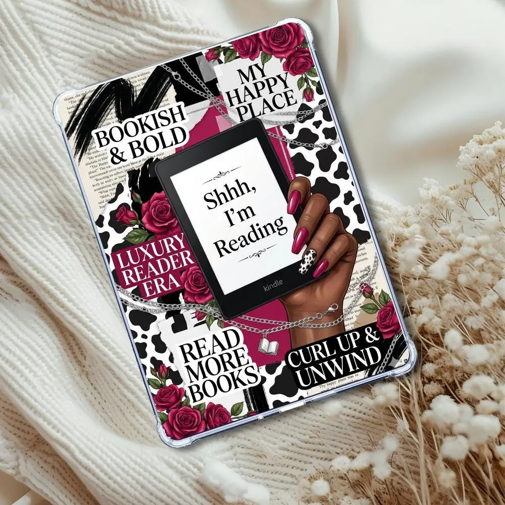Shhhh I'm Reading Melanin Girl Insert: Kindle or eReader Tablet  Decor for Book Lovers