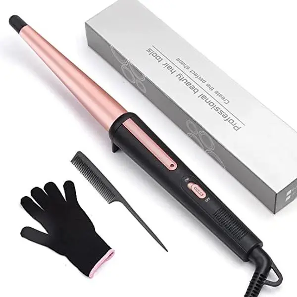 JAETON Hair Curling Iron Wand 0.5-1",210℃ for Classic Curls&Natural Waves | Professional Ceramic Hair Curler with Heat-Resistant Glove, Dual Voltage for Medium to Long Hair