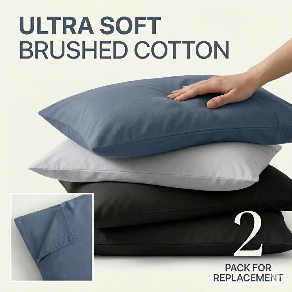 [Back To School]NTBAY 2-Piece 100% Cotton Pillowcases - Soft & Breathable Bed Pillow Cases with Envelope Closure, Set of 2 Fade-Resistant & Easy Care Pillow Covers