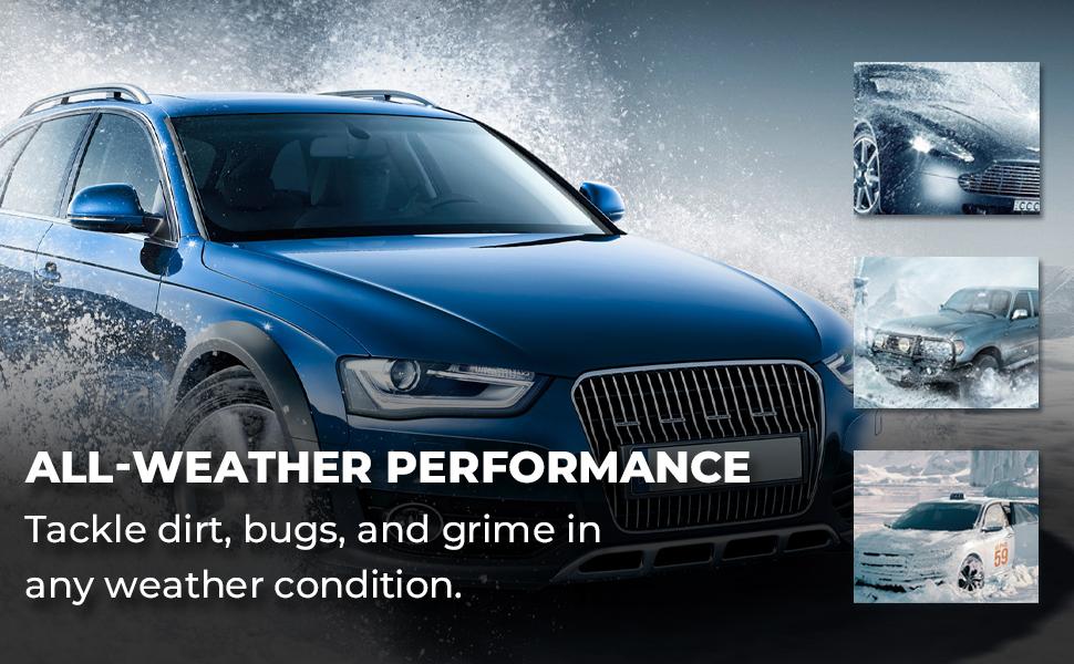 Windshield Cleaner Tool – Upgrade Large Head Car Interior&Exterior Window Cleaning Kit with Extendable Handle & 4 Microfiber Pads, Auto Wiper Brush for Car, Trucks, SUVs, RVs & Home Windows