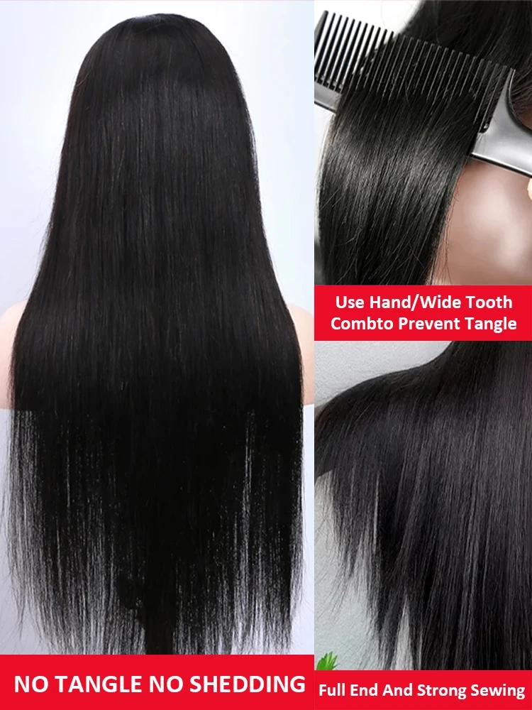 Bone Straight Glueless Human Hair Wigs Wear Go Straight 9X6 Transparent Lace Closure Human Hair Wigs Pre Plucked 5X5 Hd Lace Wigs For Women With Baby Hair Really Human Hair