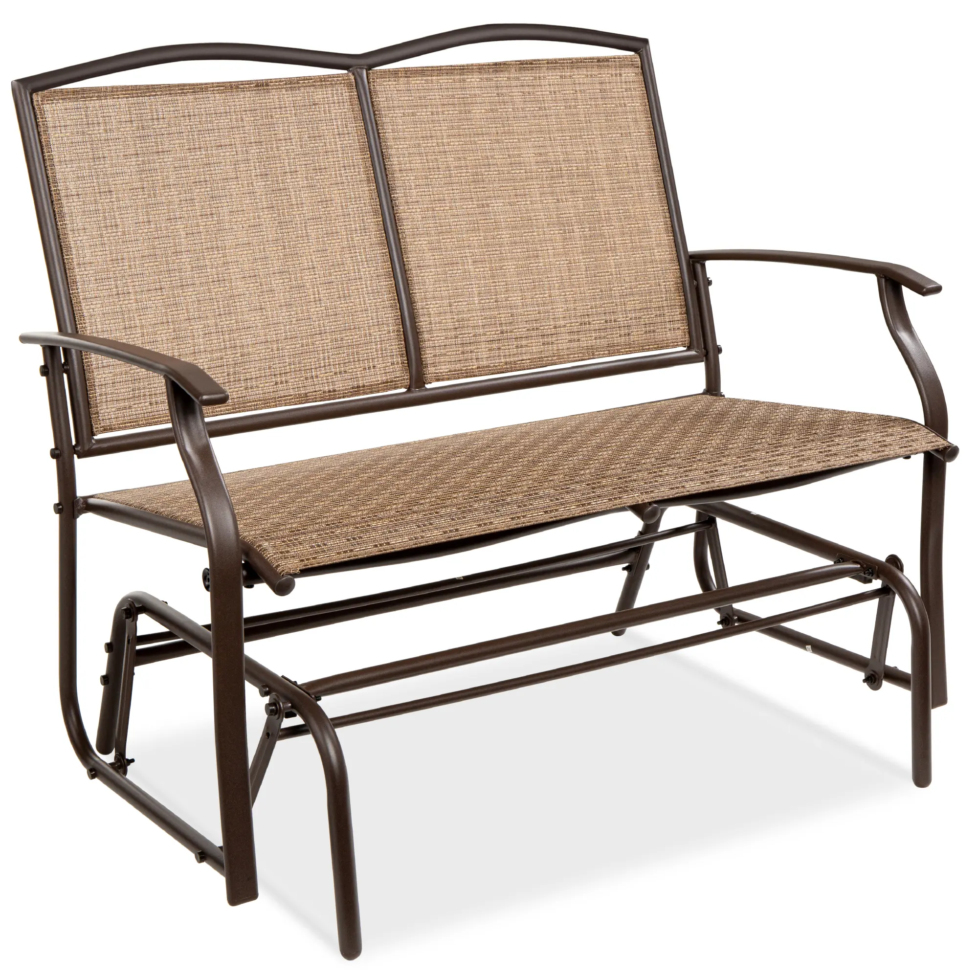 Best Choice Products 2-Person Outdoor Swing Glider, Steel Patio Loveseat, Bench Rocker w/ Armrests