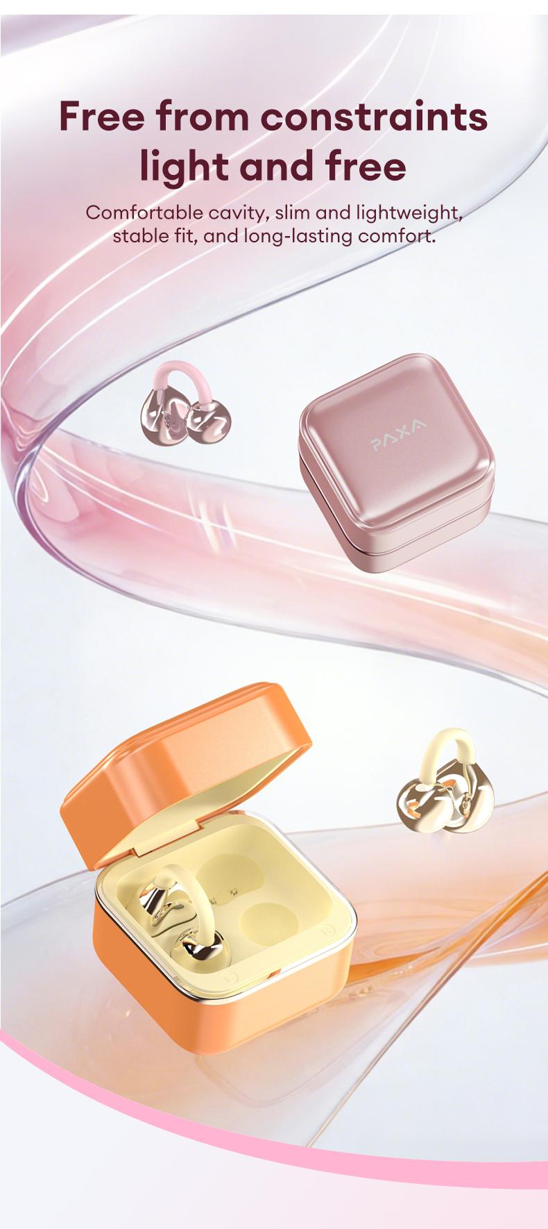 PAXA M161 Stylish Clip-On Wireless Headphones with Bluetooth 6.0, Built-In Makeup Mirror & Fill Light, Hi-Definition Sound, Low-Power Stable Connection, Audio Earbuds for Music & Phone Calls, Perfect Gift for Girls