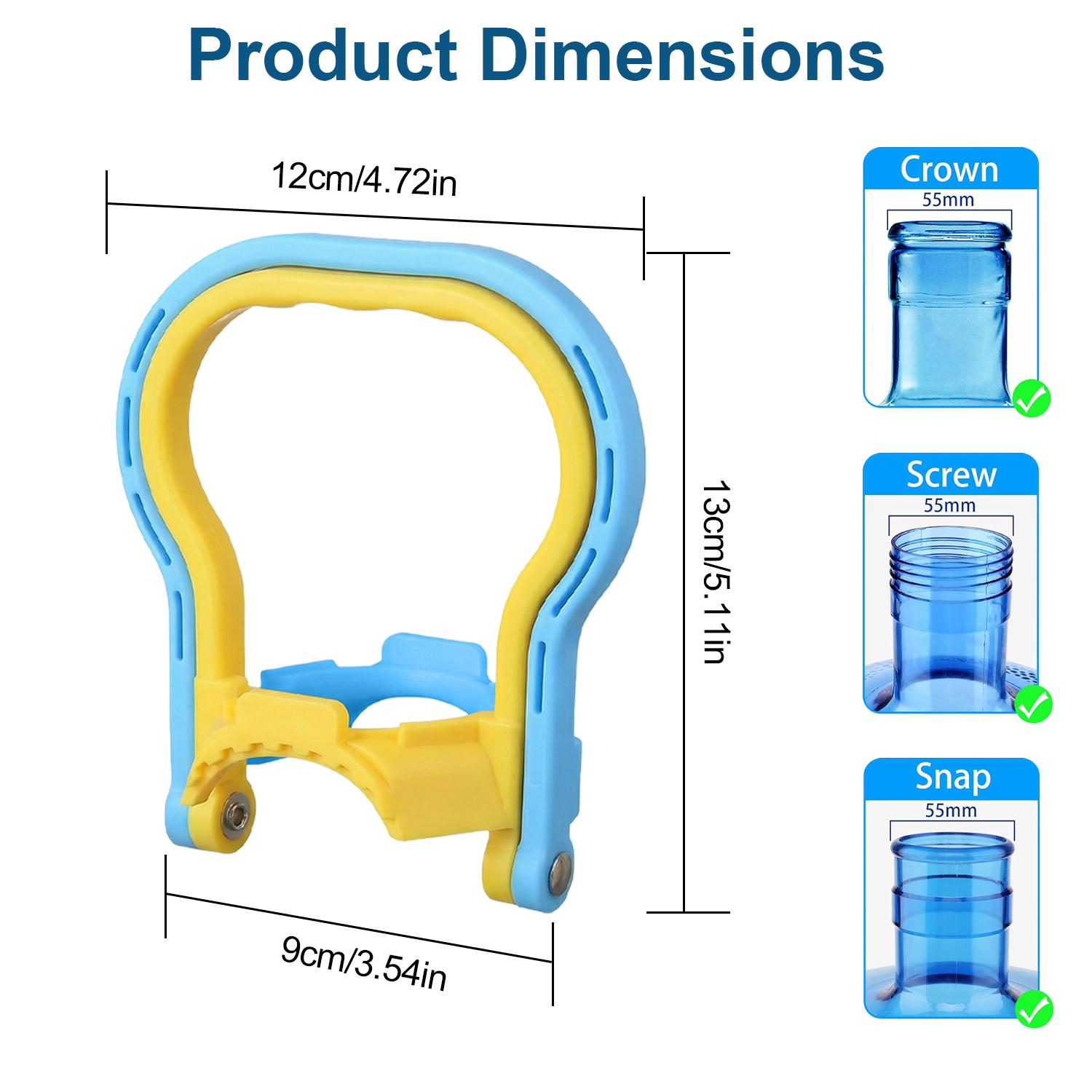 WCOLUE 2 Pack 5 Gallon Water Bottle Holder, Plastic Non-Slip Water Bottle Lift Handles, Energy Saving Water Jug Handle Drinking Water Bottles Handles, Ergonomic Grip Handle Carrier