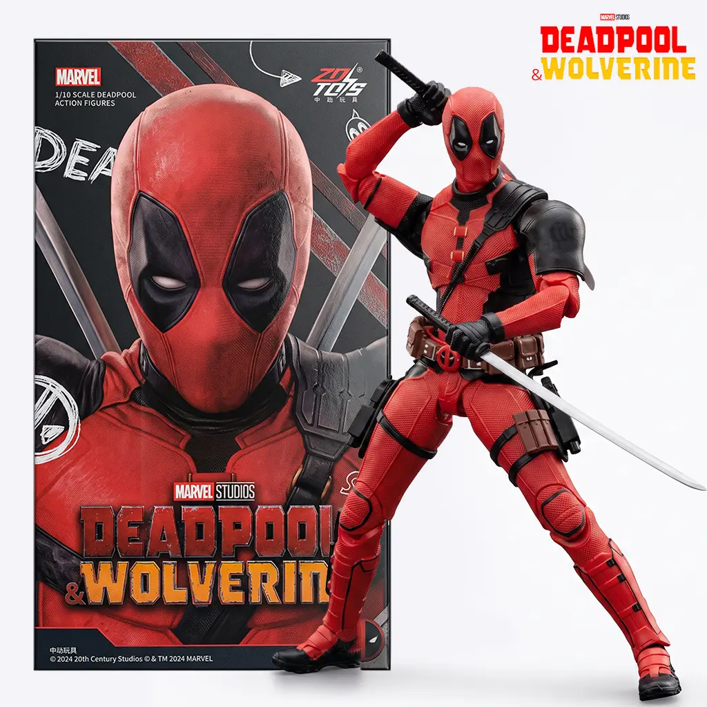 Marvel Deadpool & Wolverine: Deadpool 7-Inch Action Figure, Poseable Movie Collectible with Dual Katanas, Ideal for Display and Holiday Gifting props fake