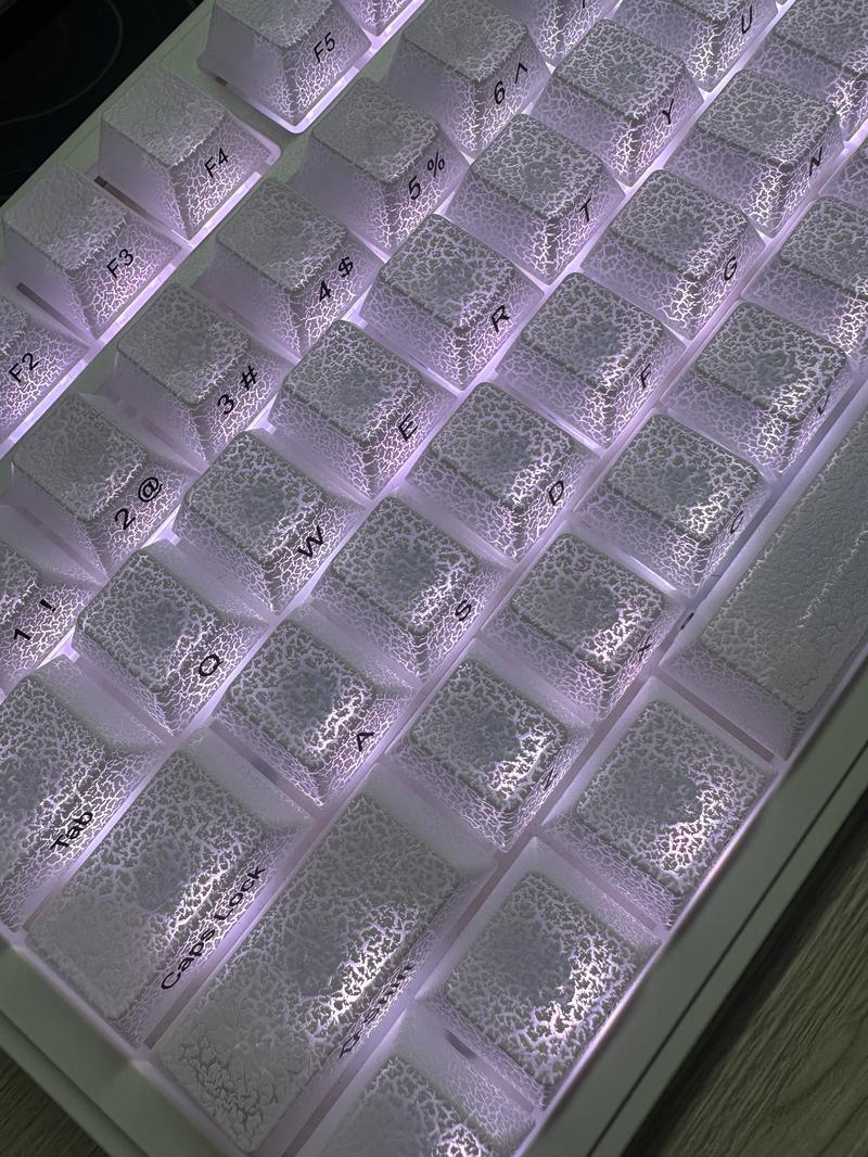 【Keycap Only】FURYCUBE Crakle Coated Translucent Keycaps 112 Keys Cherry Height Textured feel Mehcanical keyboard keycap, Cool Funny beautiful keycaps, for gaming/office/student, gift