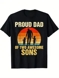 Summer t Shirts Proud Dad Of Two Awesome Sons Dad of 2 Two Boys Best Father T-Shirt