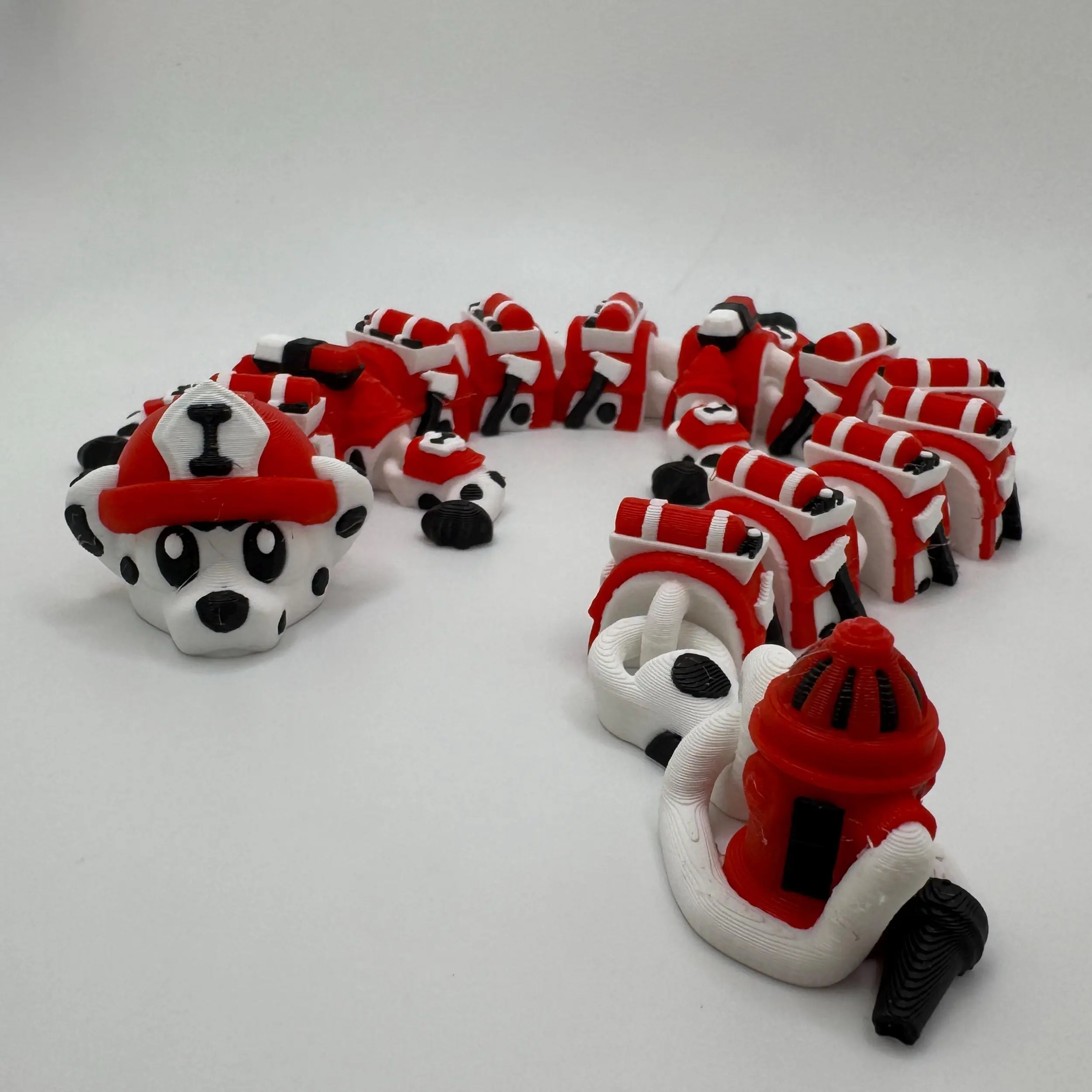 3D Printed Firefighter Dalmatian Dragon, Articulated Fire Dog Dragon, Dalmatian Dragon Figurine, Firefighter Gift, Unique Desk Decor