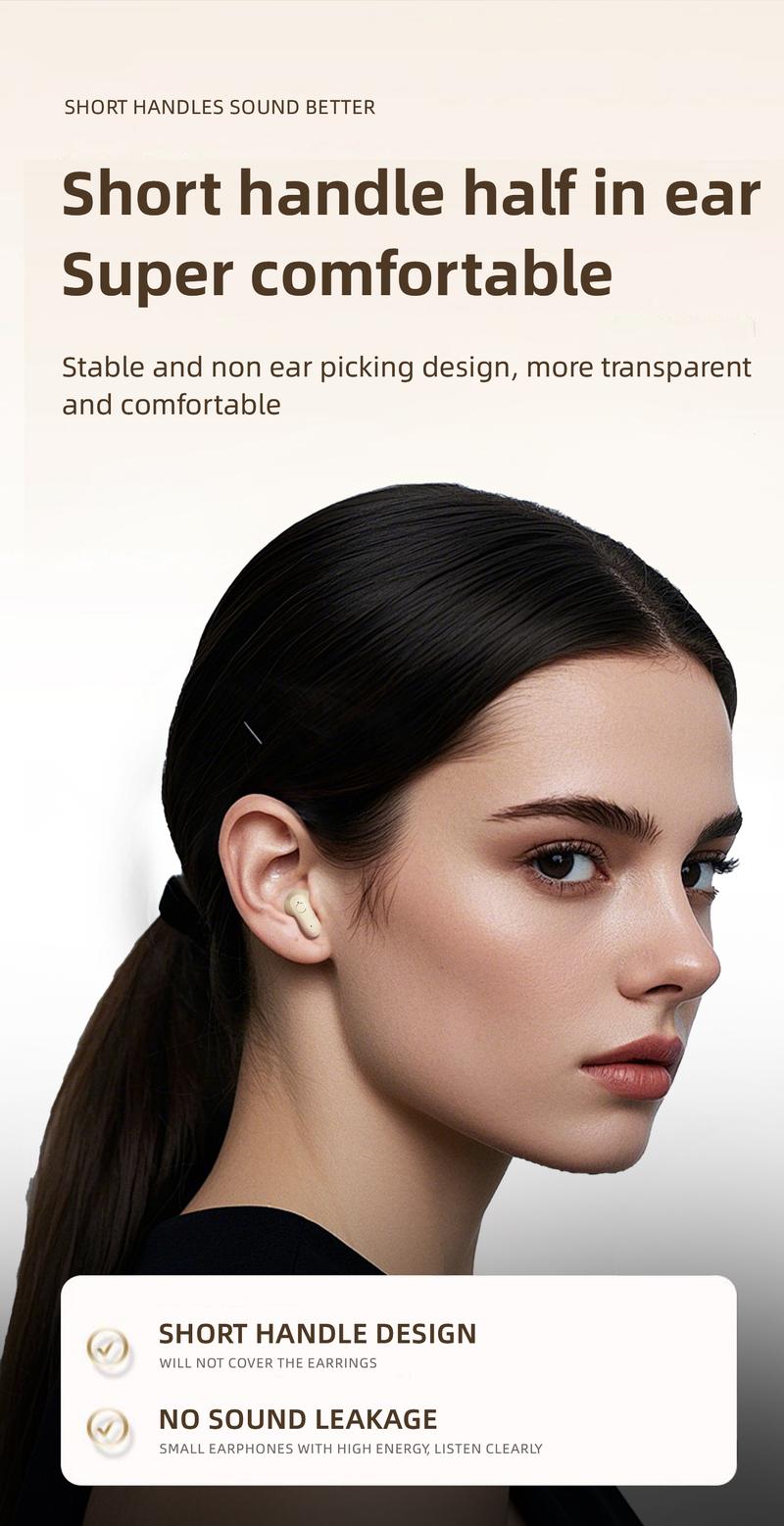 4-in-1 wireless earphones with LED display, stereo sound system, long battery life, transparent shell, couple's game gift, electronic earphones Earbud Wireless In-Ear Bluetooth Earphones