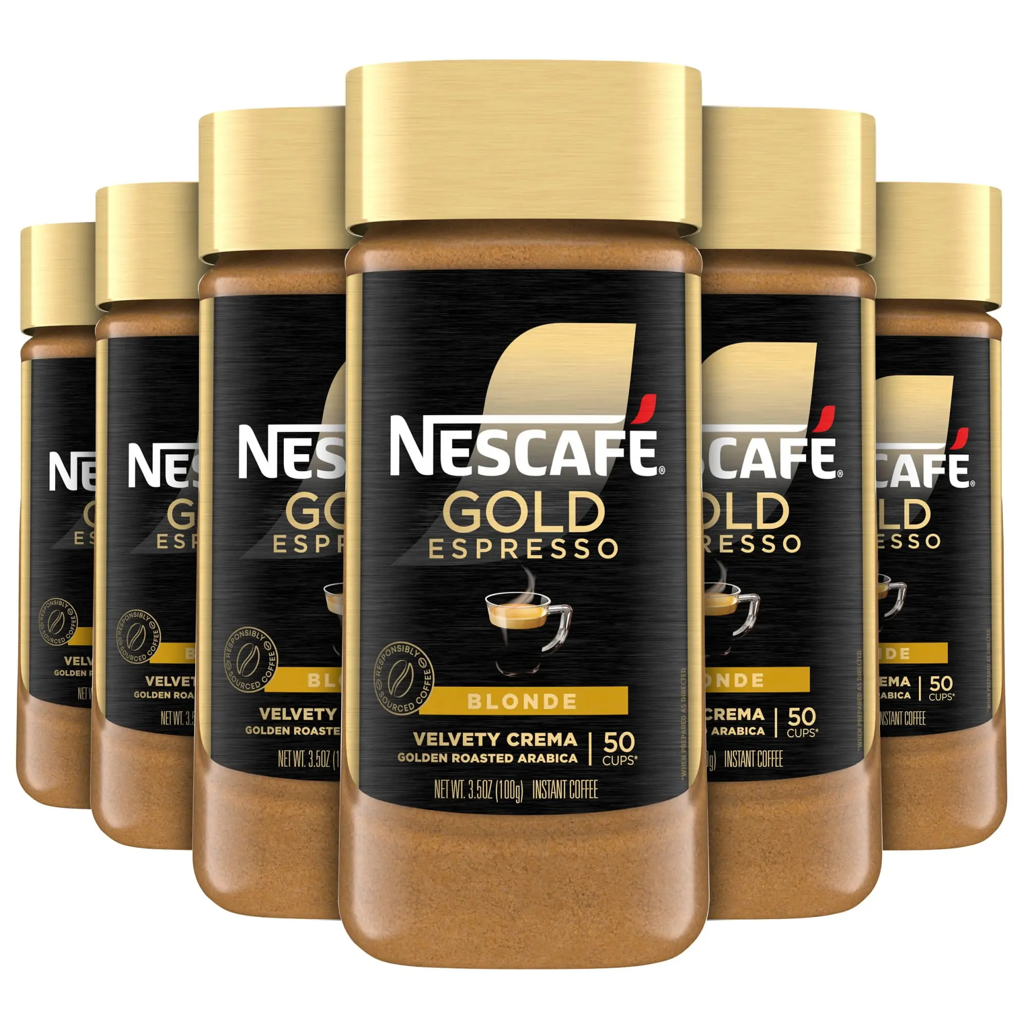 (6 pack) NESCAFÉ Gold Espresso Blonde, Instant Coffee, 3.5 oz, 6 Pack of Jars