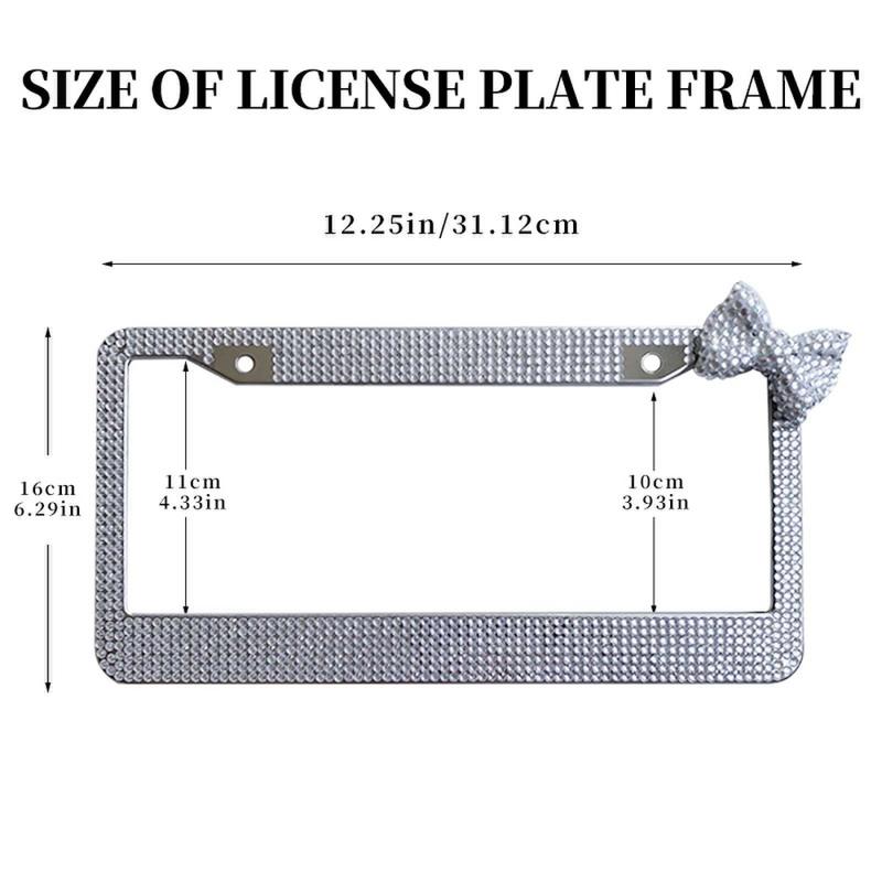Upgrade Your Car's Look with a White Shiny Bow Tie License Plate Frame! Luxury Sparkling License Plate Frame - Black Frame with Red Bow Design, Crystal Rhinestones, Durable Shell, Easy Installation, Perfect Accessory for Women Drivers Unique customization
