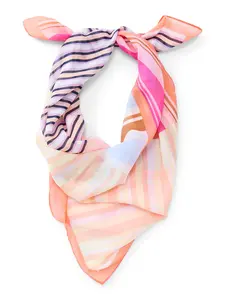 Time and Tru Women's Stripe Scarf for Adults with Bold Collage Pattern