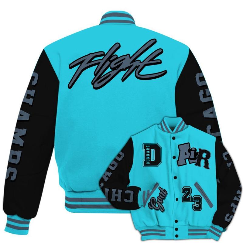 Varsity Jacket To Match Retro Gamma Blue 11s AIR Number 23 GOAT All Over Print High-Grade Polyester Knit Fabric Snap Closure Elastic Details Side Seam Pockets