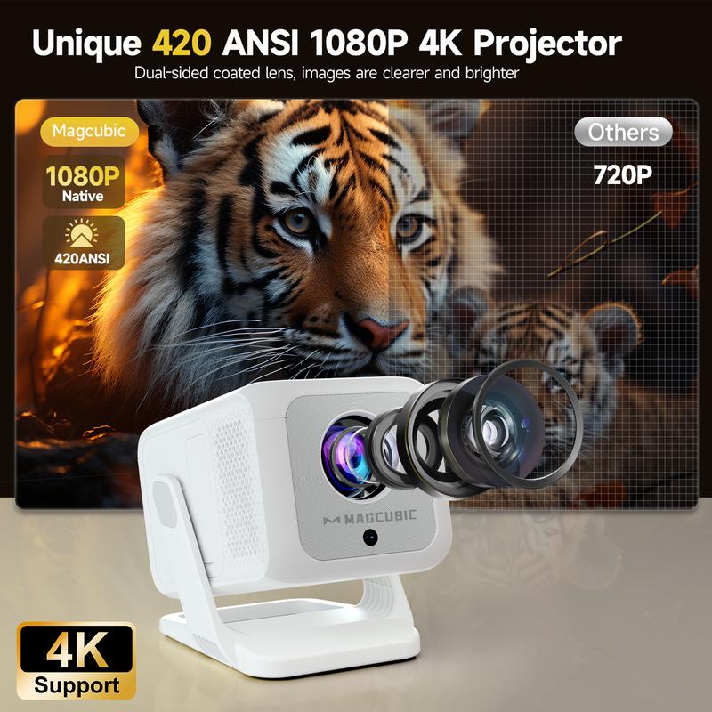 420ANSI HY310X Projector Auto Focus & Keystone With 4K Videosource Supported Full HD 1080P Android 11 Built-in 5W Speaker BT5.2 for Outdoor Theater Stand Mini Portable Projector