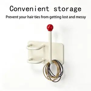 Hair Tie Hook Comb Storage Rack Hair Ring Headband Comb Organizer Bathroom Wall-Mounted Storage Punch-Free Adhesive Hook