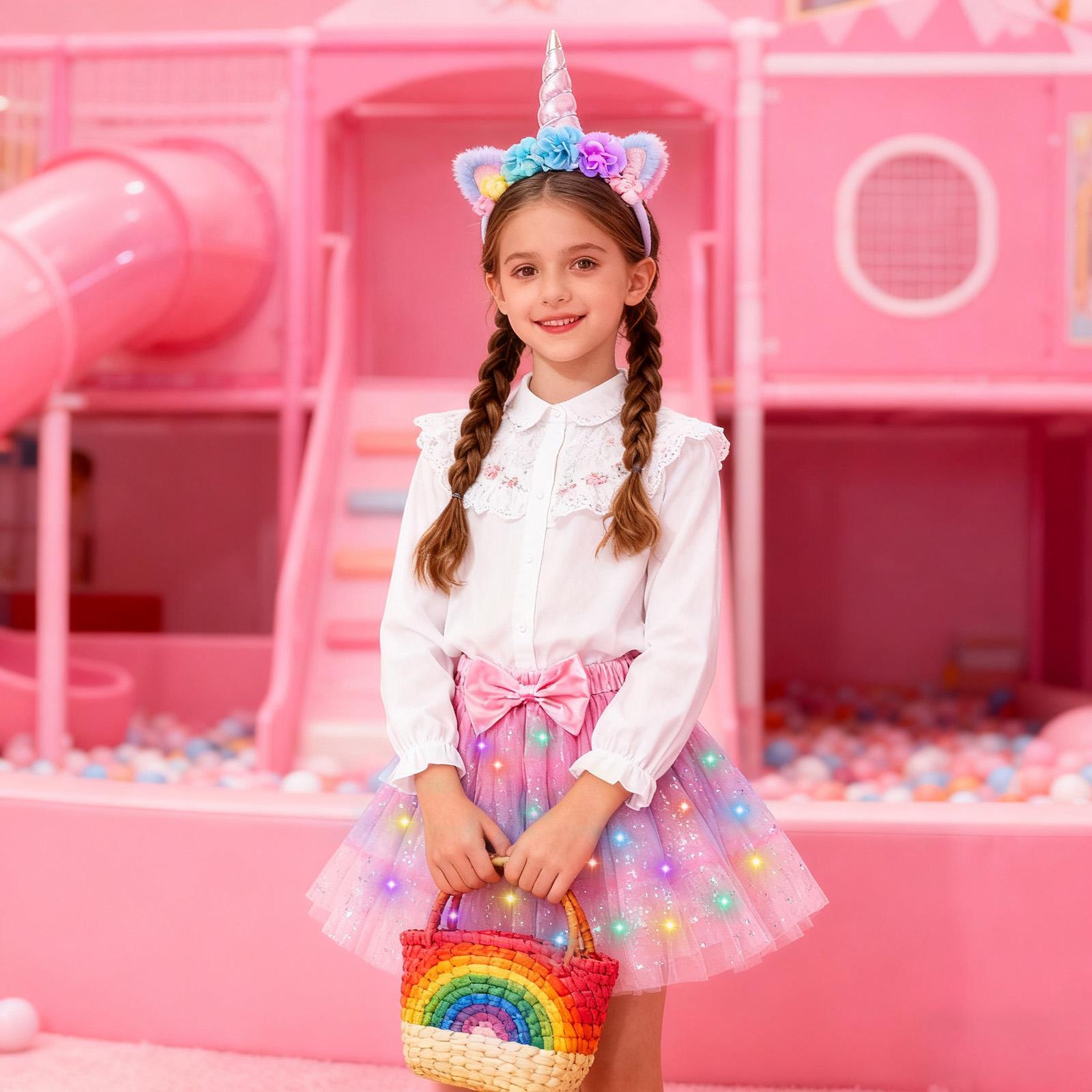 PinkSheep Girls Costume Set,Led Light Up Girls Tutu Skirt with Ear Headband Bow, Kid Party Outfit Costume Christmas PinkSheep Girls Costume Set,Led Light Up Girls Tutu Skirt with Ear Headband Bow, Kid Party Outfit Costume Christmas