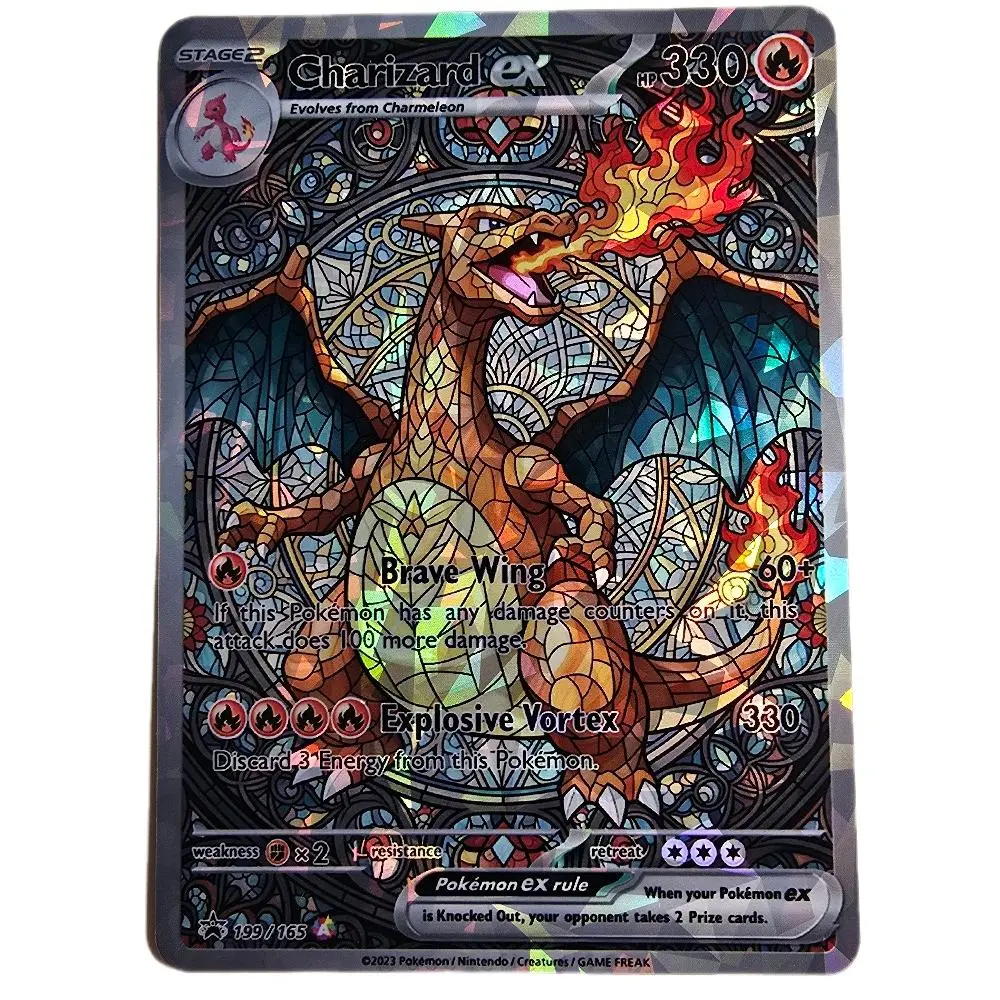 Stained Glass Charizard Custom Art Card - Multiple Versions, Holo and Texture Finishes